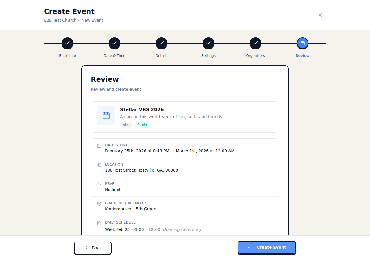 VBS event review step