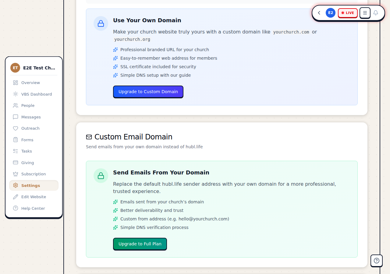 Custom email domain verification